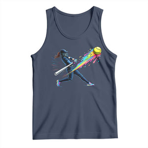 Softball Player Drip Tank Top TS10 Navy Print Your Wear
