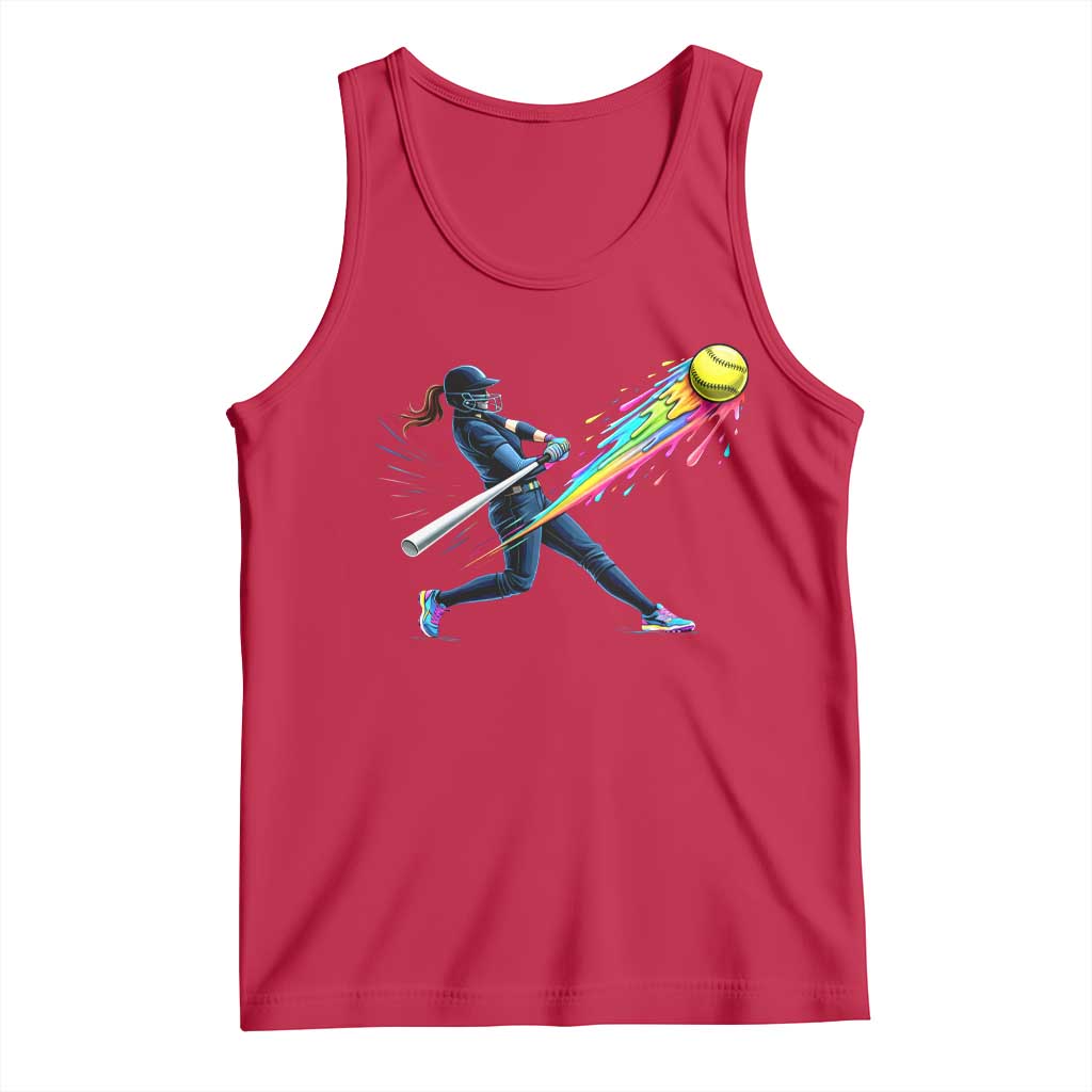 Softball Player Drip Tank Top TS10 Red Print Your Wear