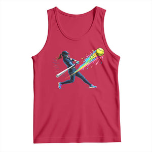 Softball Player Drip Tank Top TS10 Red Print Your Wear
