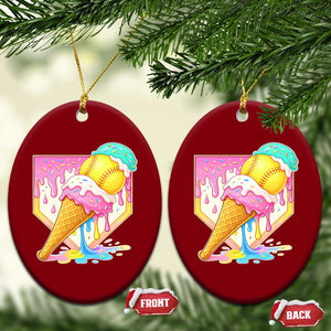 Softball Drip Ceramic Ornament Cute Softball Girls Ice Cream Drip Game Day TS10 Print Your Wear