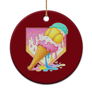 Softball Drip Ceramic Ornament Cute Softball Girls Ice Cream Drip Game Day TS10 1pc Red Print Your Wear