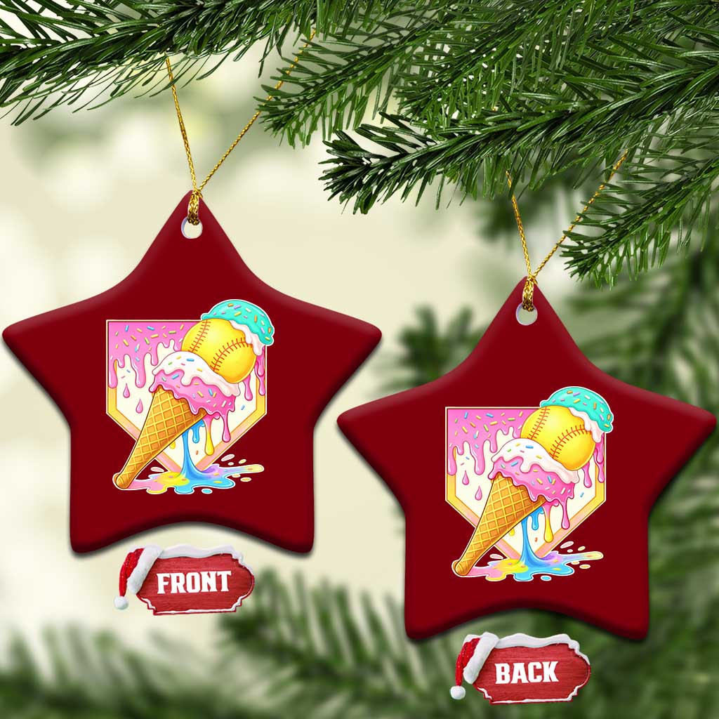 Softball Drip Ceramic Ornament Cute Softball Girls Ice Cream Drip Game Day TS10 Print Your Wear
