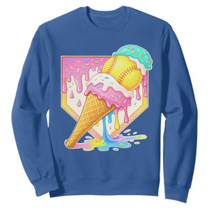 Softball Drip Sweatshirt Cute Softball Girls Ice Cream Drip Game Day TS10 Royal Blue Print Your Wear