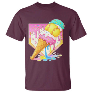 Softball Drip T Shirt Cute Softball Girls Ice Cream Drip Game Day TS10 Maroon Print Your Wear