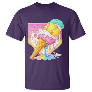 Softball Drip T Shirt Cute Softball Girls Ice Cream Drip Game Day TS10 Purple Print Your Wear