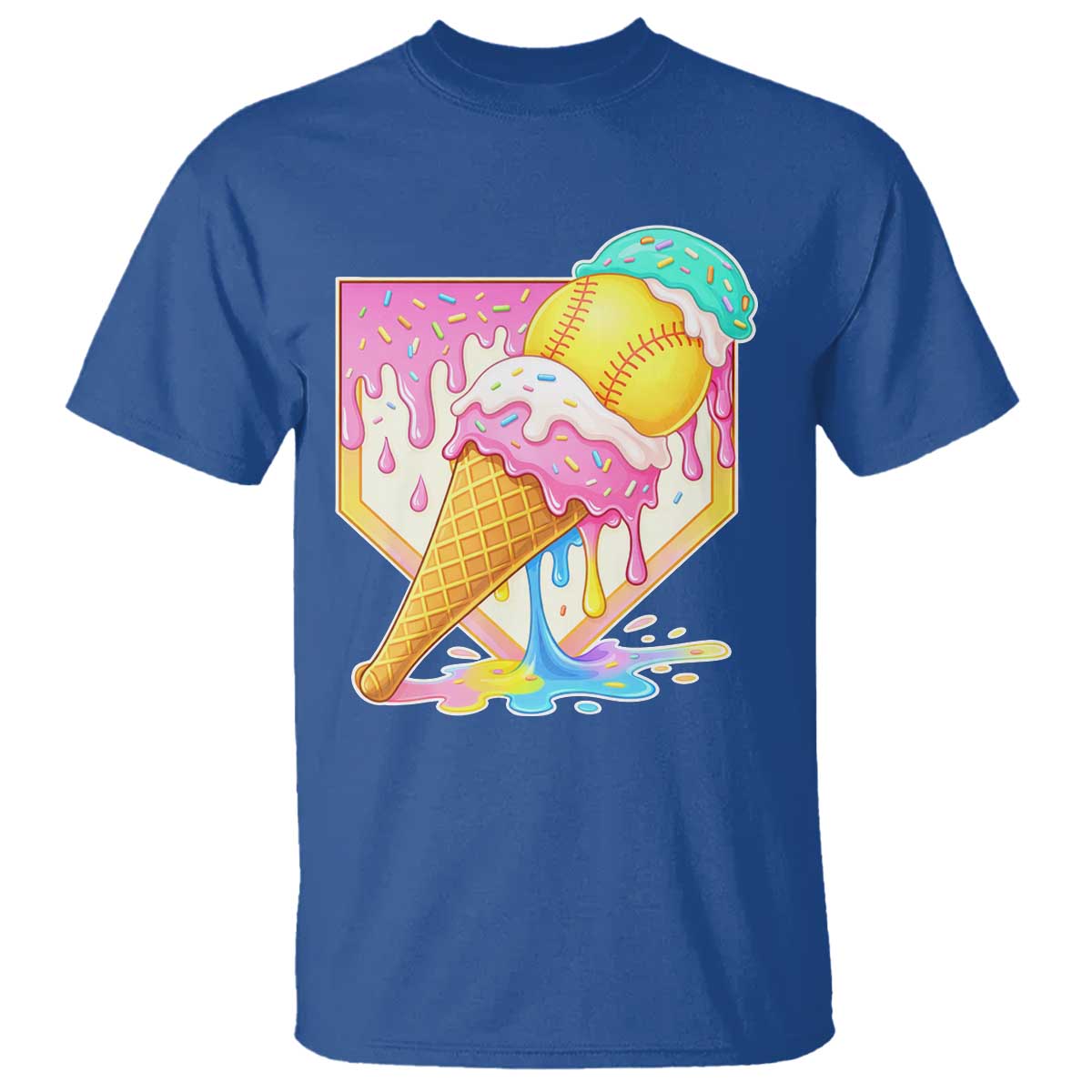 Softball Drip T Shirt Cute Softball Girls Ice Cream Drip Game Day TS10 Royal Blue Print Your Wear