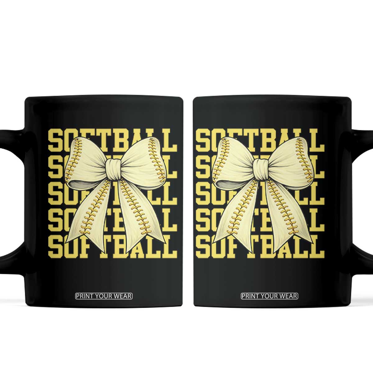 Softball Bow Coffee Mug Sister Sport Lovers Girls Team TS10 Black Print Your Wear