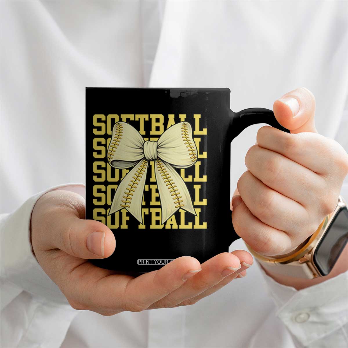 Softball Bow Coffee Mug Sister Sport Lovers Girls Team TS10 Print Your Wear