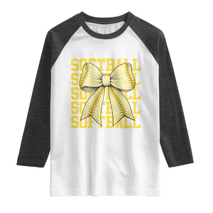 Softball Bow Raglan Shirt Sister Sport Lovers Girls Team TS10 White Heather Charcoal Print Your Wear
