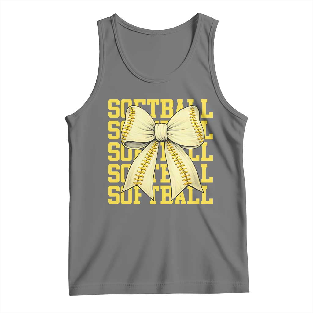 Softball Bow Tank Top Sister Sport Lovers Girls Team TS10 Black Heather Print Your Wear