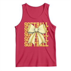 Softball Bow Tank Top Sister Sport Lovers Girls Team TS10 Red Print Your Wear