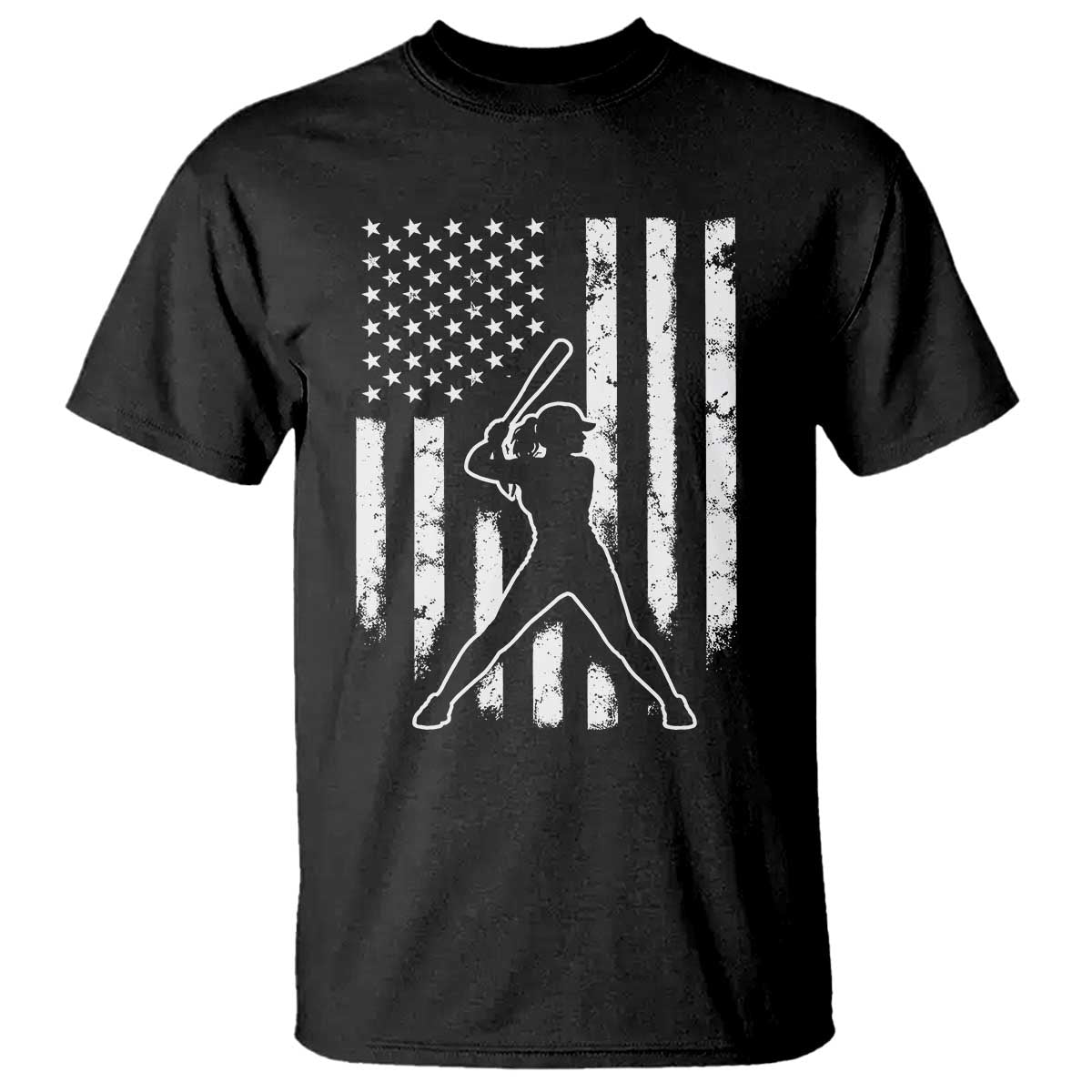 Vintage Patriotic Softball T Shirt Girls Baseball Softball Player American Flag TS10 Black Print Your Wear