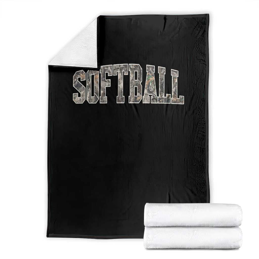 Camo Softball Throw Blanket Vintage Camouflage Softball Varsity Game Day TS10 Black Print Your Wear