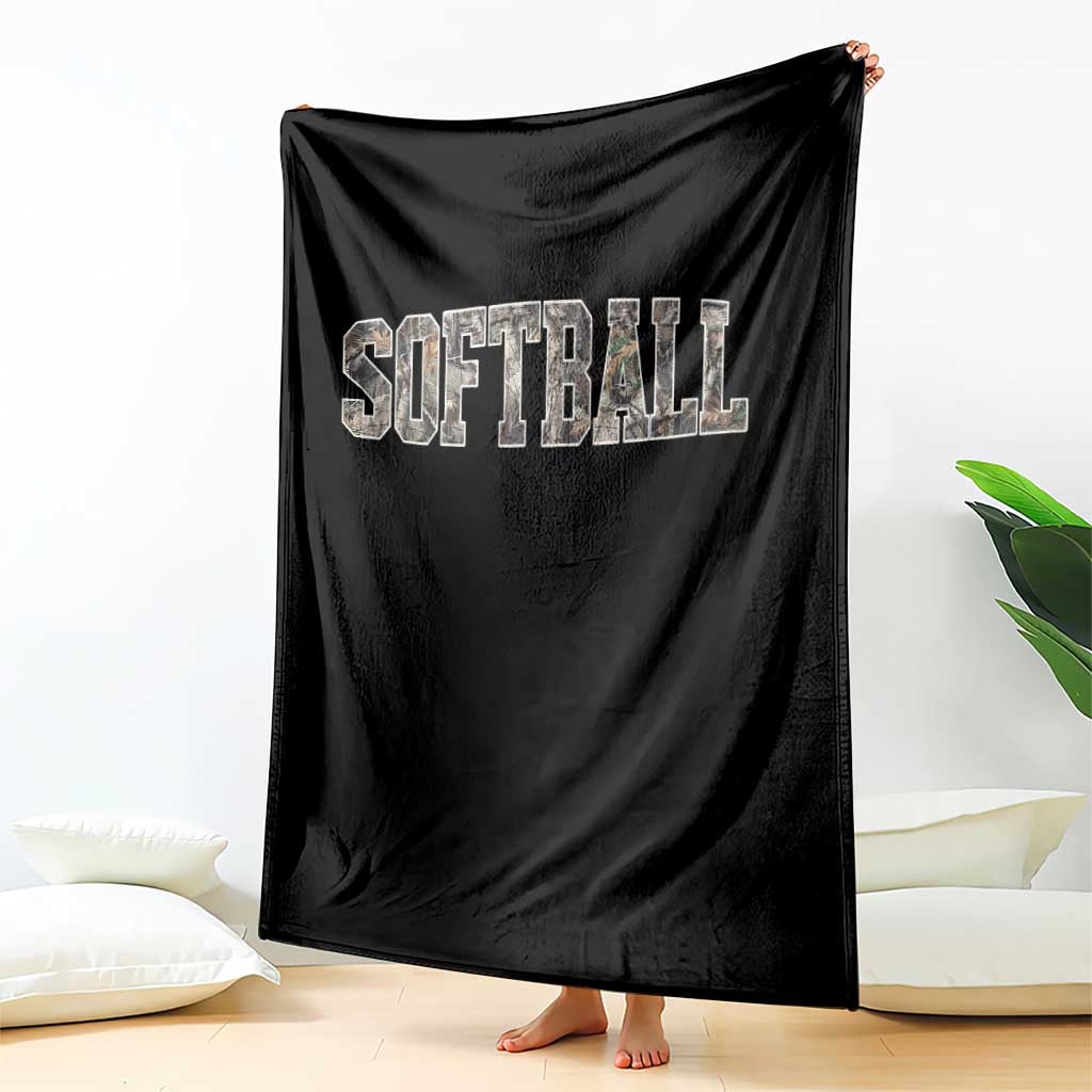 Camo Softball Throw Blanket Vintage Camouflage Softball Varsity Game Day TS10 Print Your Wear