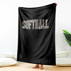 Camo Softball Throw Blanket Vintage Camouflage Softball Varsity Game Day TS10 Print Your Wear