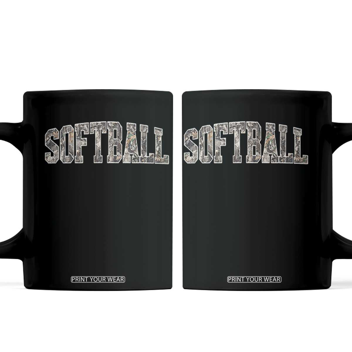 Camo Softball Coffee Mug Vintage Camouflage Softball Varsity Game Day TS10 Black Print Your Wear