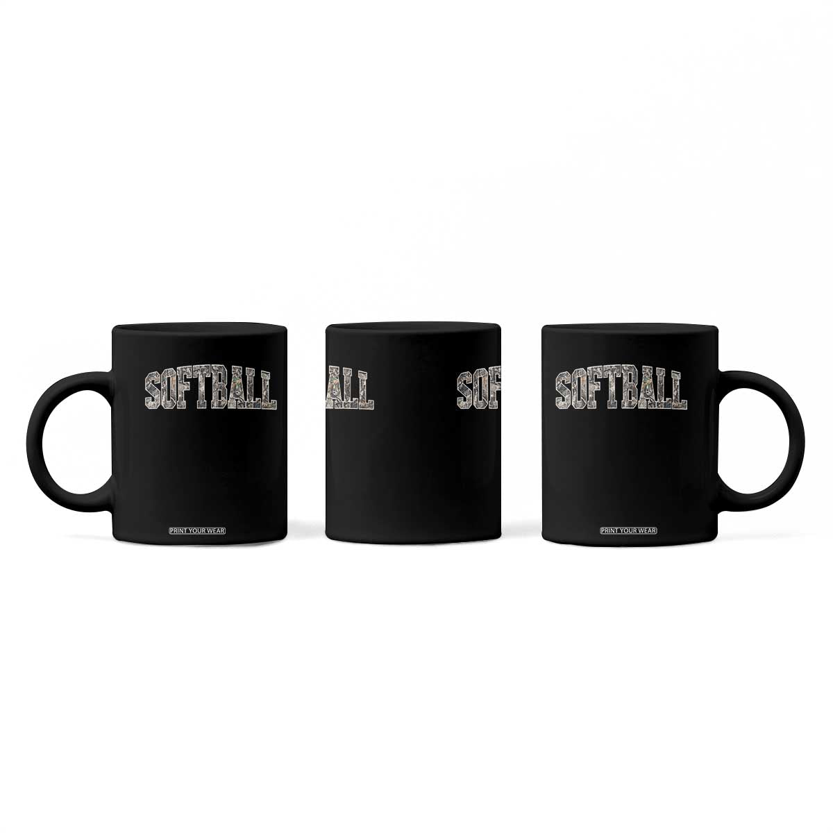 Camo Softball Coffee Mug Vintage Camouflage Softball Varsity Game Day TS10 Print Your Wear