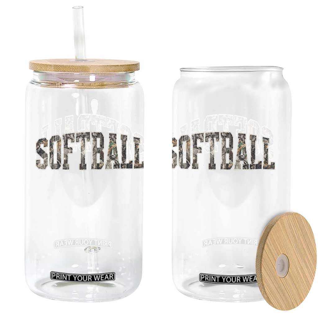 Camo Softball Glass Can Vintage Camouflage Softball Varsity Game Day TS10 Print Your Wear