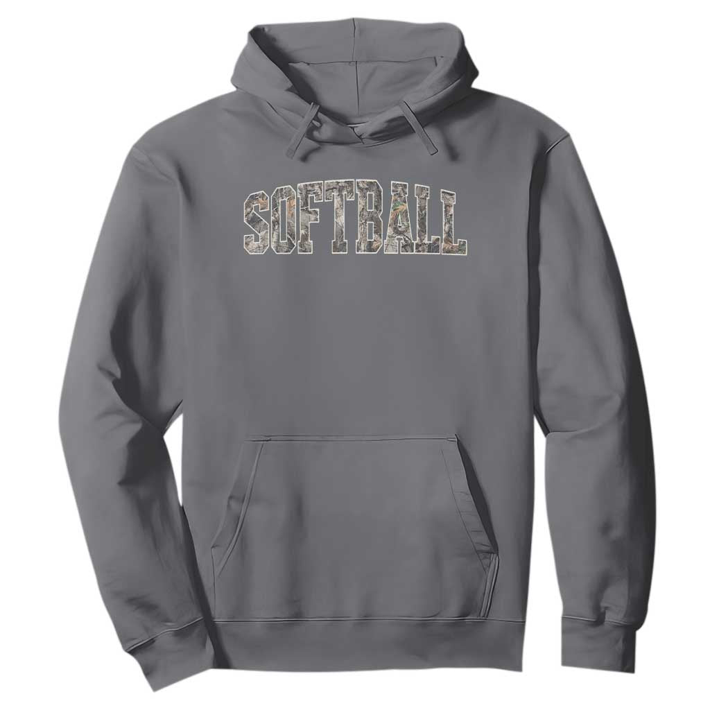 Camo Softball Hoodie Vintage Camouflage Softball Varsity Game Day TS10 Charcoal Print Your Wear