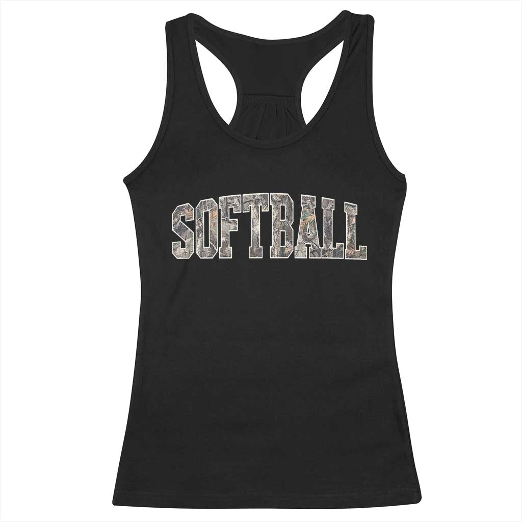 Camo Softball Racerback Tank Top Vintage Camouflage Softball Varsity Game Day TS10 Black Print Your Wear
