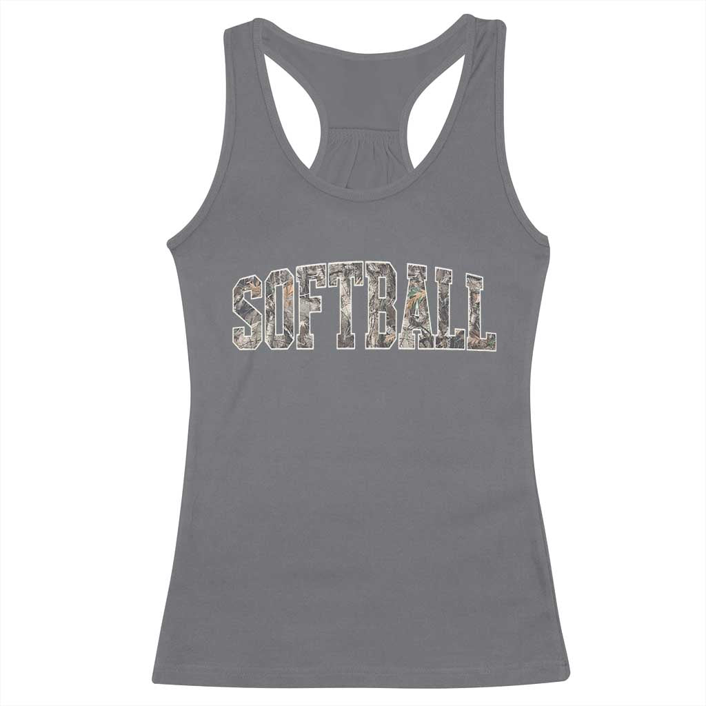 Camo Softball Racerback Tank Top Vintage Camouflage Softball Varsity Game Day TS10 Charcoal Print Your Wear