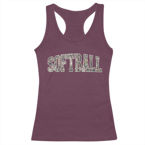 Camo Softball Racerback Tank Top Vintage Camouflage Softball Varsity Game Day TS10 Maroon Print Your Wear