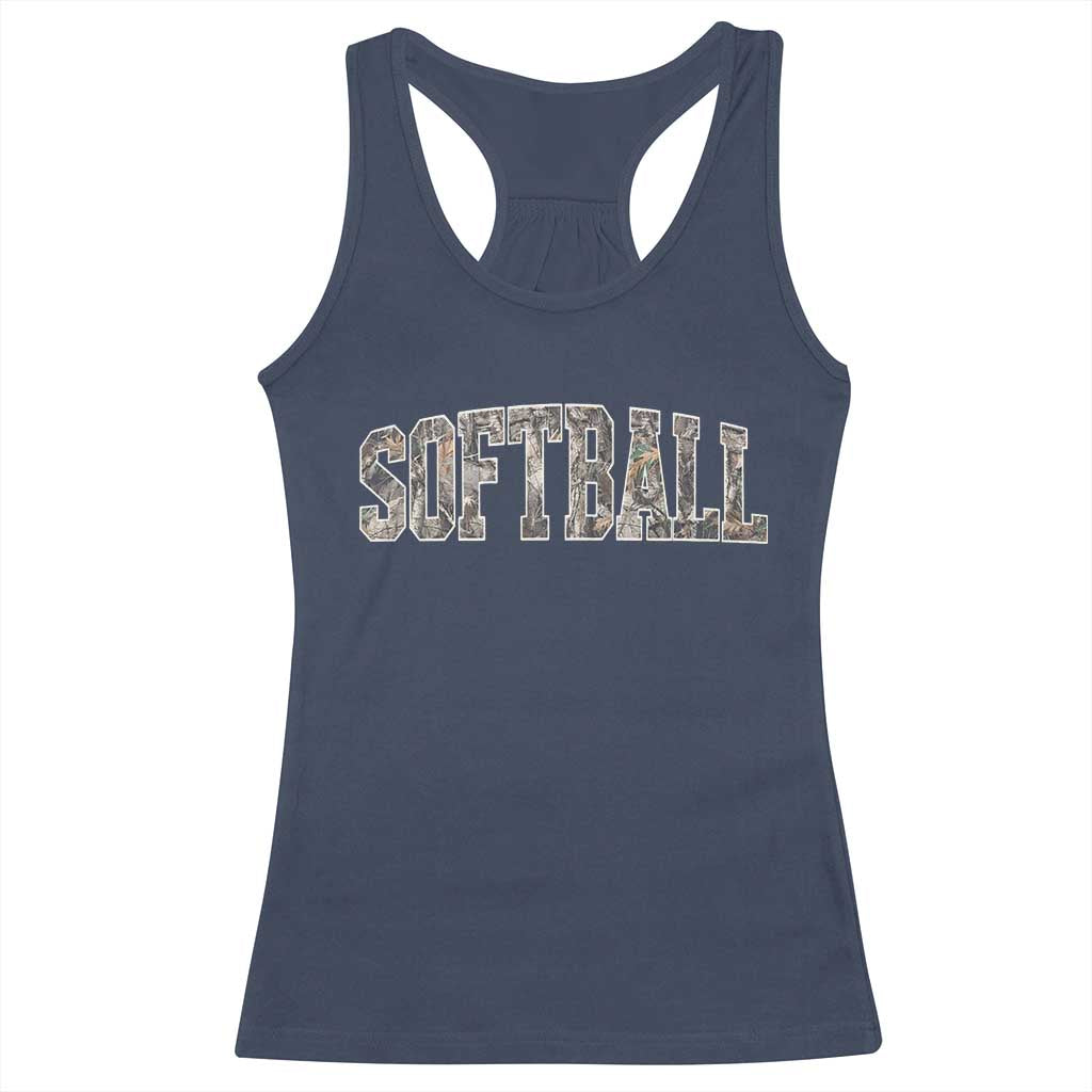 Camo Softball Racerback Tank Top Vintage Camouflage Softball Varsity Game Day TS10 Navy Print Your Wear