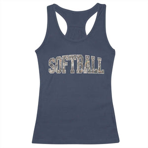 Camo Softball Racerback Tank Top Vintage Camouflage Softball Varsity Game Day TS10 Navy Print Your Wear