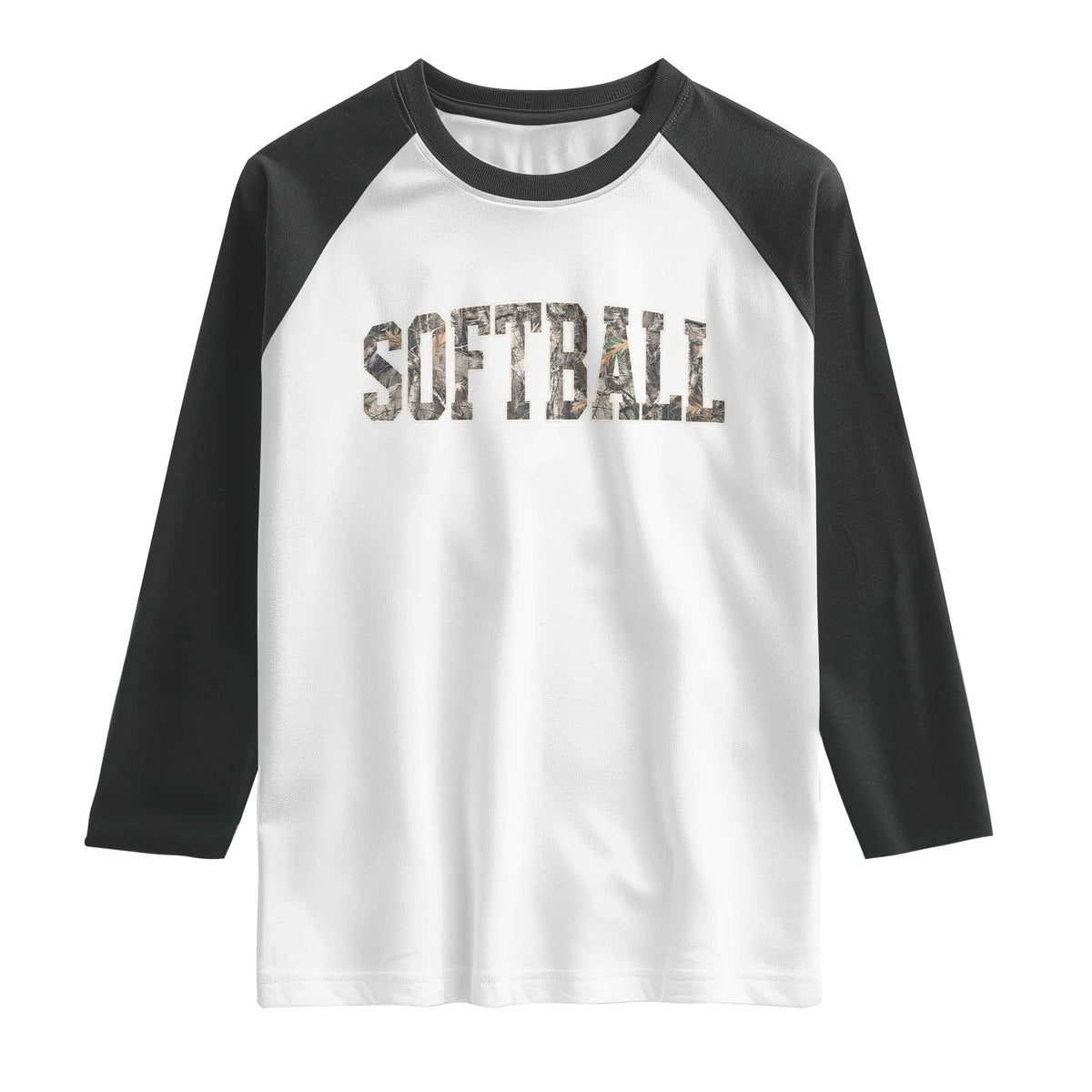 Camo Softball Raglan Shirt Vintage Camouflage Softball Varsity Game Day TS10 White Black Print Your Wear