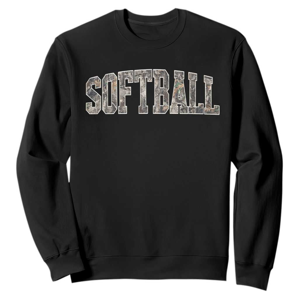 Camo Softball Sweatshirt Vintage Camouflage Softball Varsity Game Day TS10 Black Print Your Wear