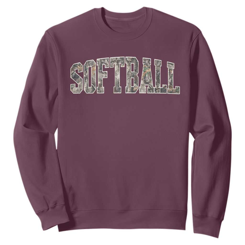 Camo Softball Sweatshirt Vintage Camouflage Softball Varsity Game Day TS10 Maroon Print Your Wear