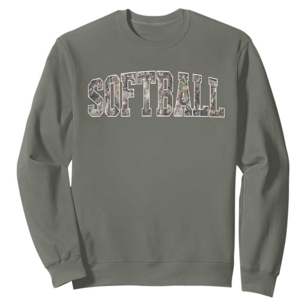 Camo Softball Sweatshirt Vintage Camouflage Softball Varsity Game Day TS10 Military Green Print Your Wear