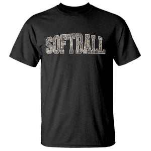 Camo Softball T Shirt Vintage Camouflage Softball Varsity Game Day TS10 Black Print Your Wear