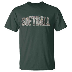 Camo Softball T Shirt Vintage Camouflage Softball Varsity Game Day TS10 Dark Forest Green Print Your Wear