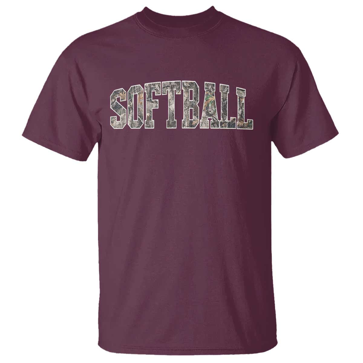 Camo Softball T Shirt Vintage Camouflage Softball Varsity Game Day TS10 Maroon Print Your Wear