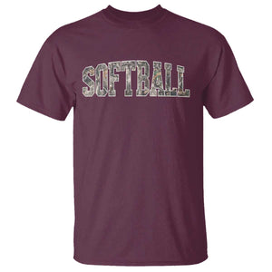 Camo Softball T Shirt Vintage Camouflage Softball Varsity Game Day TS10 Maroon Print Your Wear