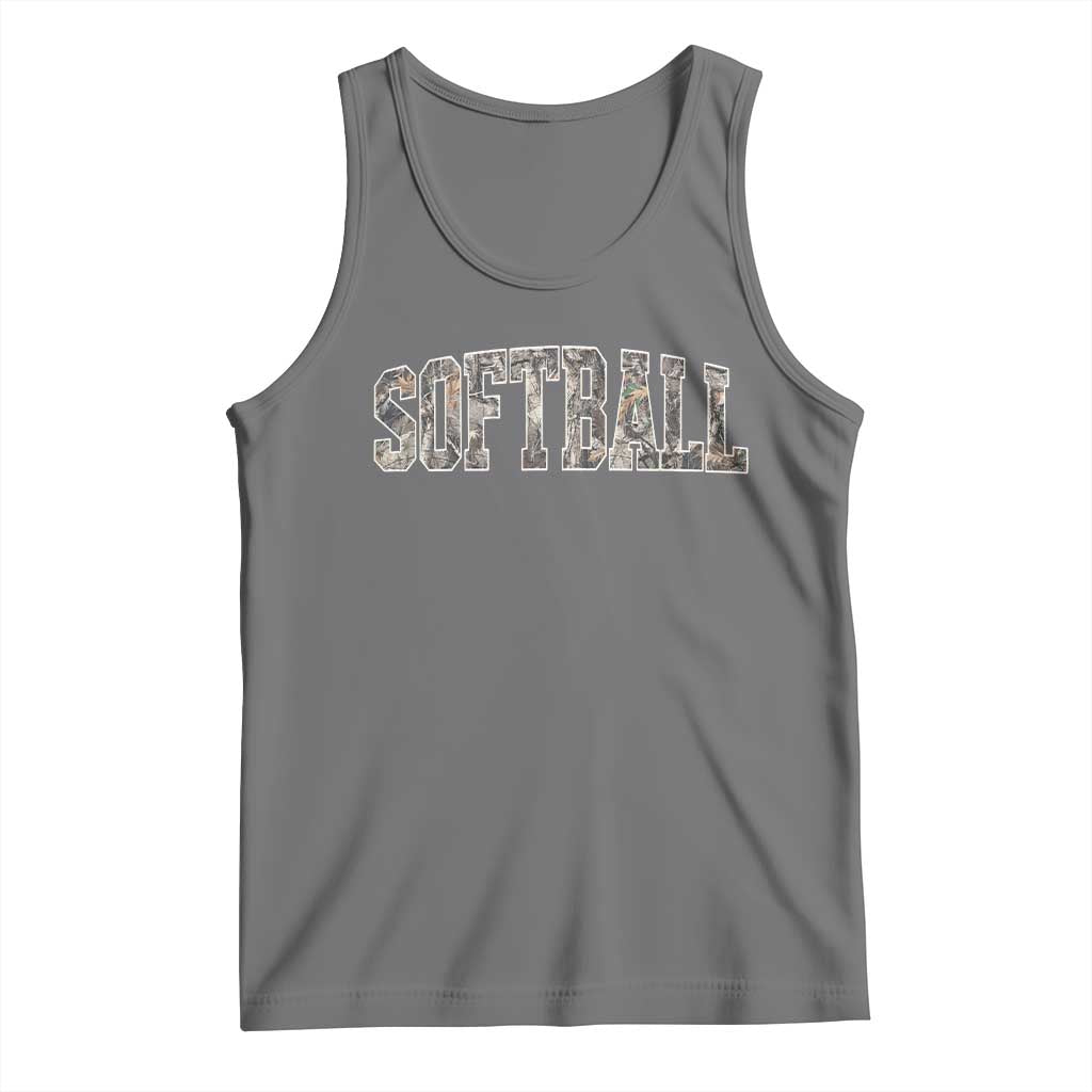 Camo Softball Tank Top Vintage Camouflage Softball Varsity Game Day TS10 Black Heather Print Your Wear