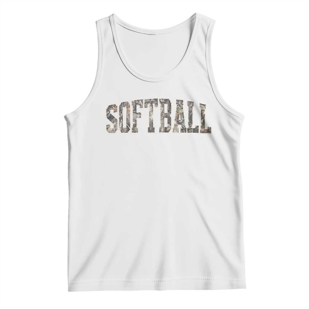 Camo Softball Tank Top Vintage Camouflage Softball Varsity Game Day TS10 White Print Your Wear