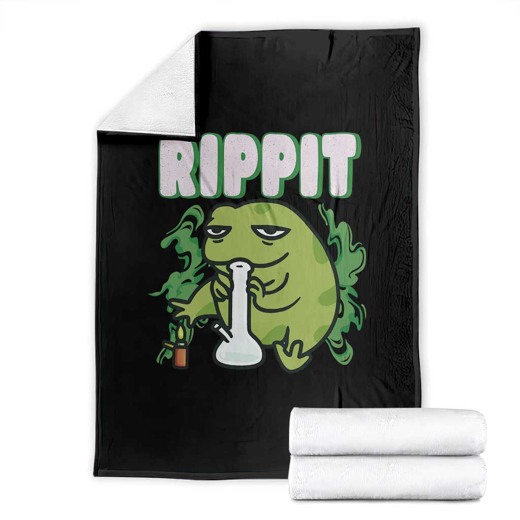 Rippit Frog Meme Throw Blanket Funny Stoner Bong Rip TS10 Black Print Your Wear