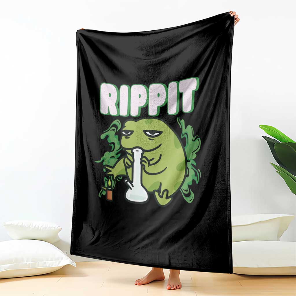 Rippit Frog Meme Throw Blanket Funny Stoner Bong Rip TS10 Print Your Wear