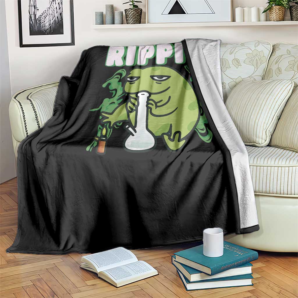 Rippit Frog Meme Throw Blanket Funny Stoner Bong Rip TS10 Print Your Wear
