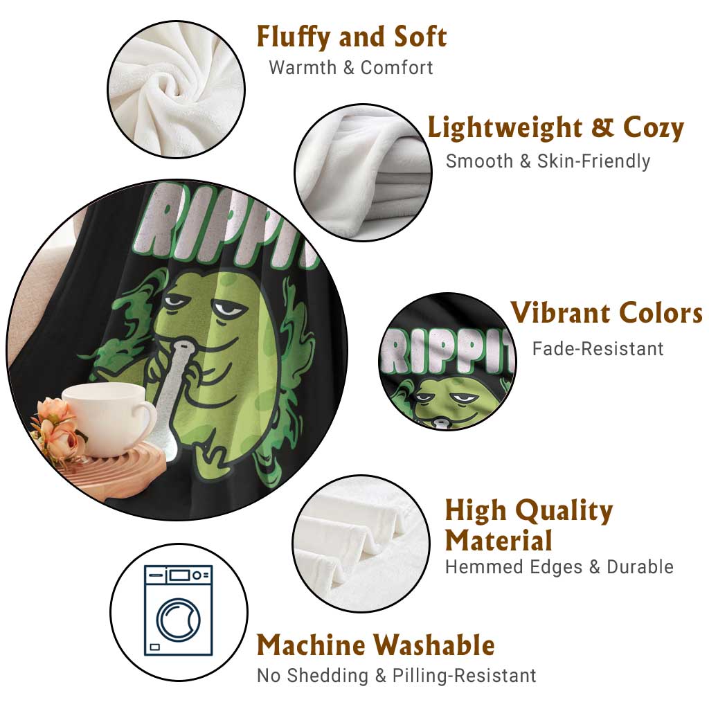 Rippit Frog Meme Throw Blanket Funny Stoner Bong Rip TS10 Print Your Wear