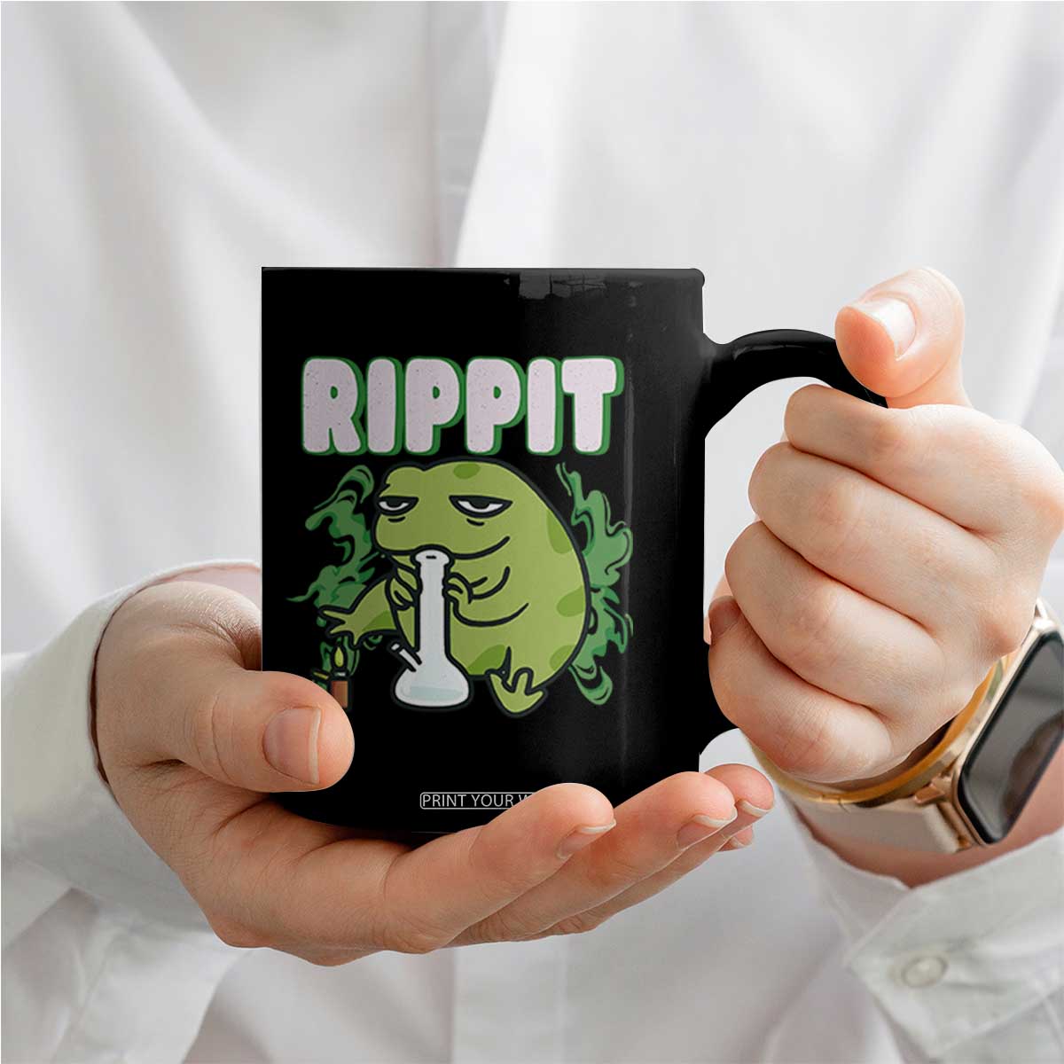 Rippit Frog Meme Coffee Mug Funny Stoner Bong Rip TS10 Print Your Wear