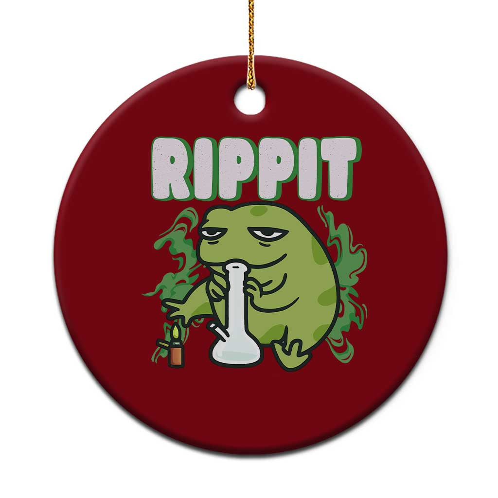 Rippit Frog Meme Ceramic Ornament Funny Stoner Bong Rip TS10 1pc Red Print Your Wear