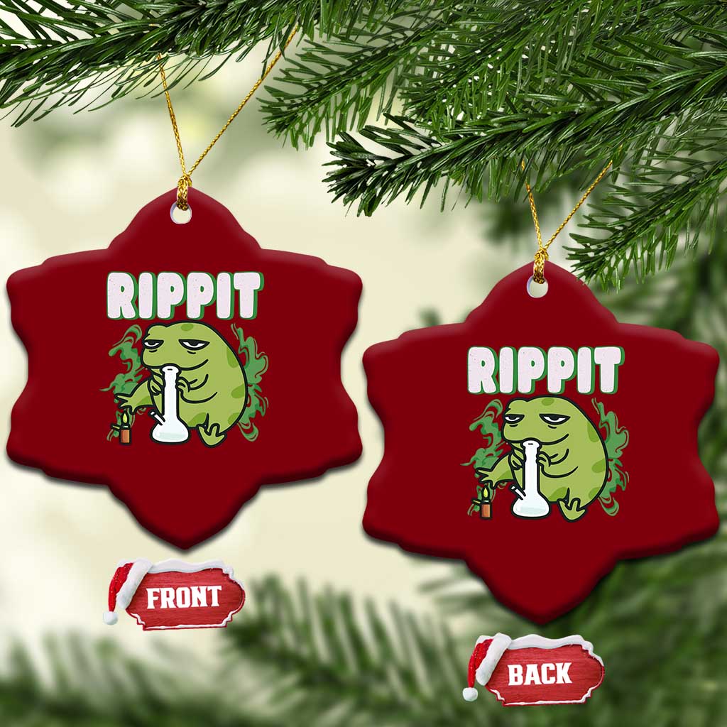 Rippit Frog Meme Ceramic Ornament Funny Stoner Bong Rip TS10 Print Your Wear