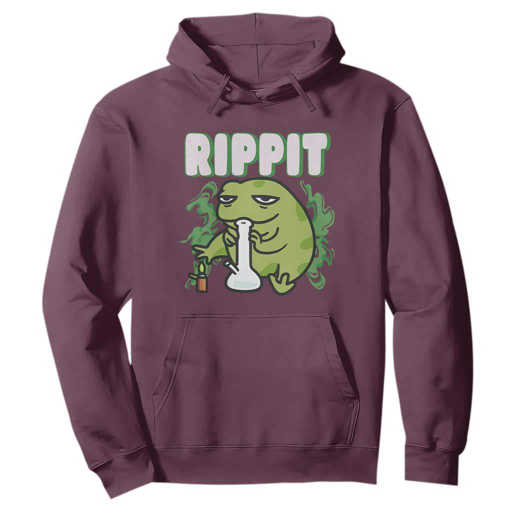 Rippit Frog Meme Hoodie Funny Stoner Bong Rip TS10 Maroon Print Your Wear