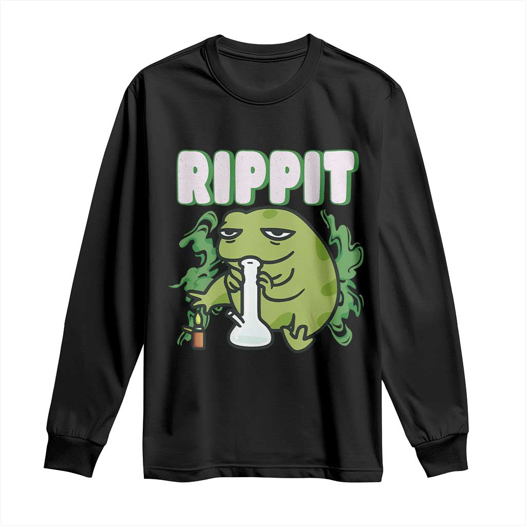 Rippit Frog Meme Long Sleeve Shirt Funny Stoner Bong Rip TS10 Black Print Your Wear