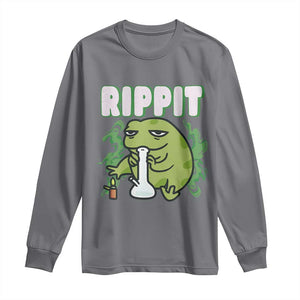 Rippit Frog Meme Long Sleeve Shirt Funny Stoner Bong Rip TS10 Charcoal Print Your Wear