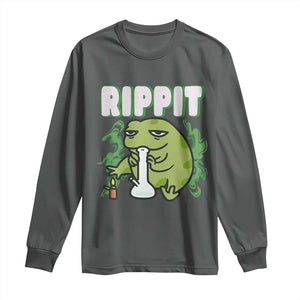 Rippit Frog Meme Long Sleeve Shirt Funny Stoner Bong Rip TS10 Dark Heather Print Your Wear