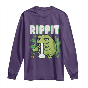 Rippit Frog Meme Long Sleeve Shirt Funny Stoner Bong Rip TS10 Purple Print Your Wear